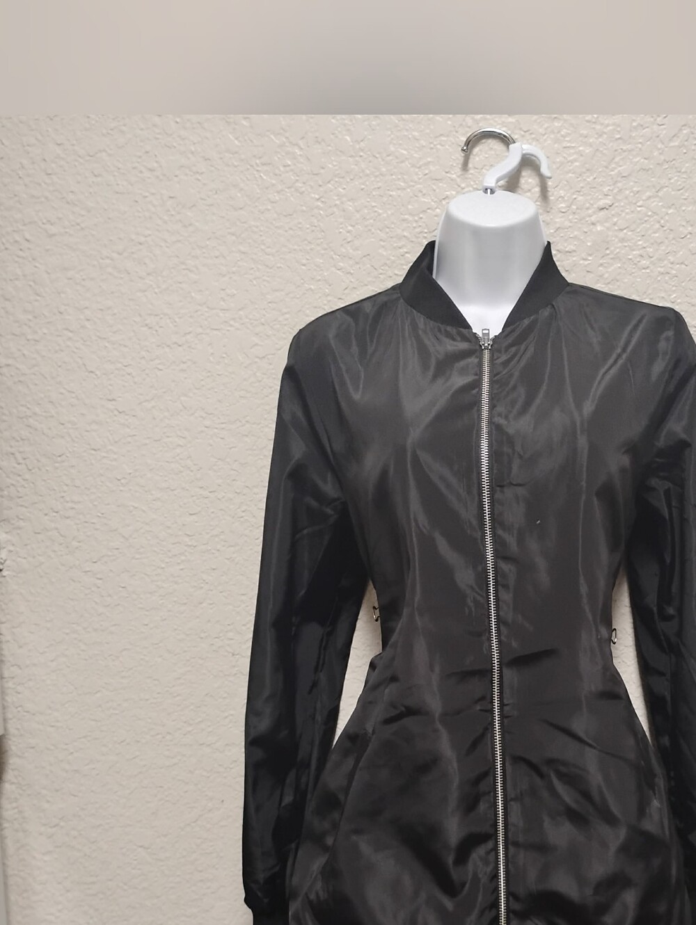 Classic Black Women’s Bomber Jacket with Zip Front